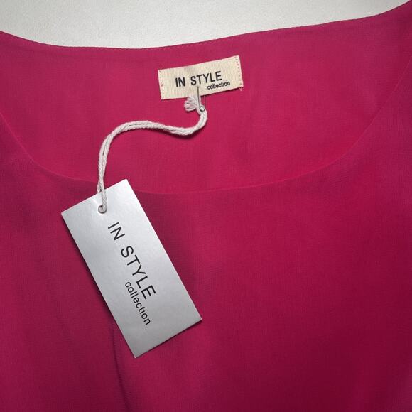 NWT In Style Pink Ivory Blue Color Block Dress Sleeveless Pullover Size Small - Picture 3 of 11